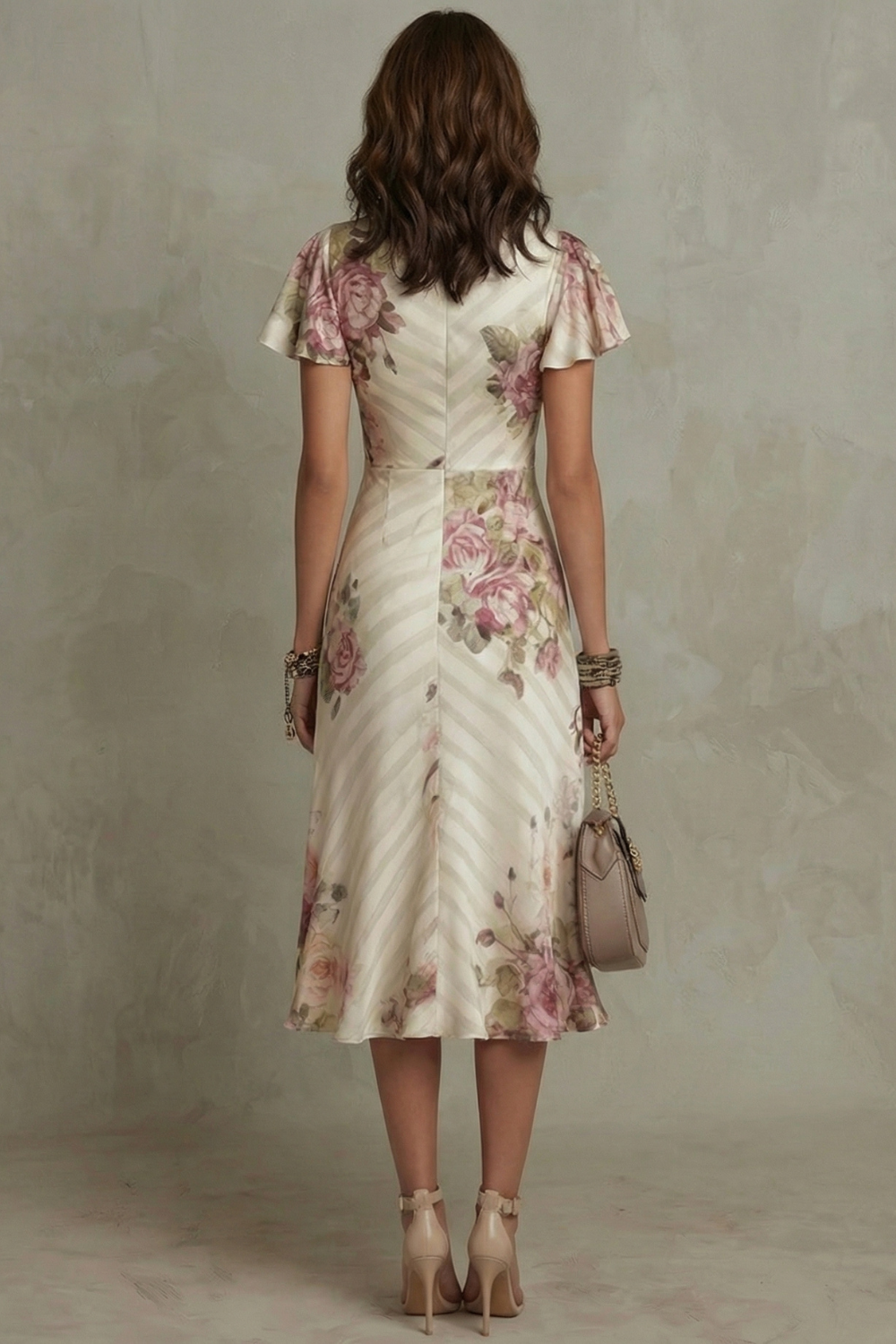 Ariana | Chic Floral Flutter Sleeve Wrap Midi Dress