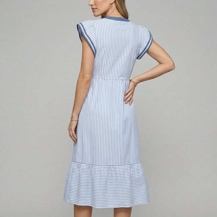 Ariana | Effortless Striped Flutter Sleeve Midi Summer Dresses