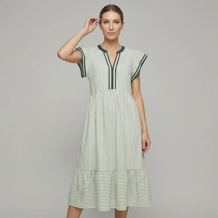 Ariana | Effortless Striped Flutter Sleeve Midi Summer Dresses