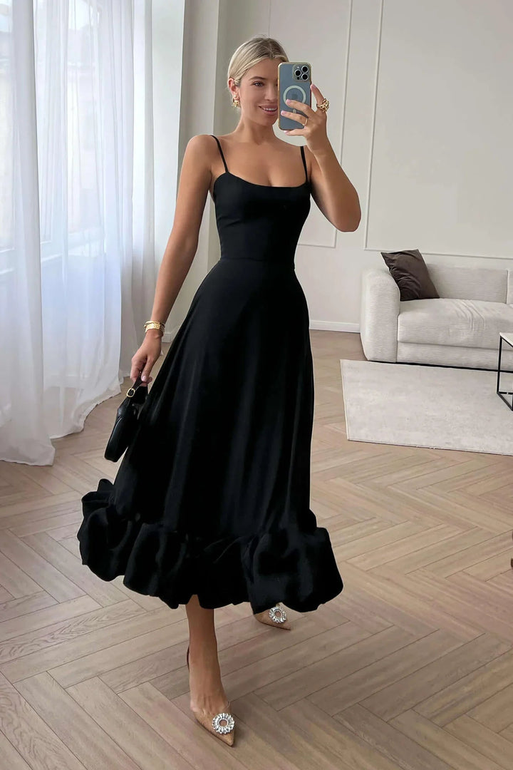 Ariana | Relaxed Ruffled Hem Cocktail Midi Dress