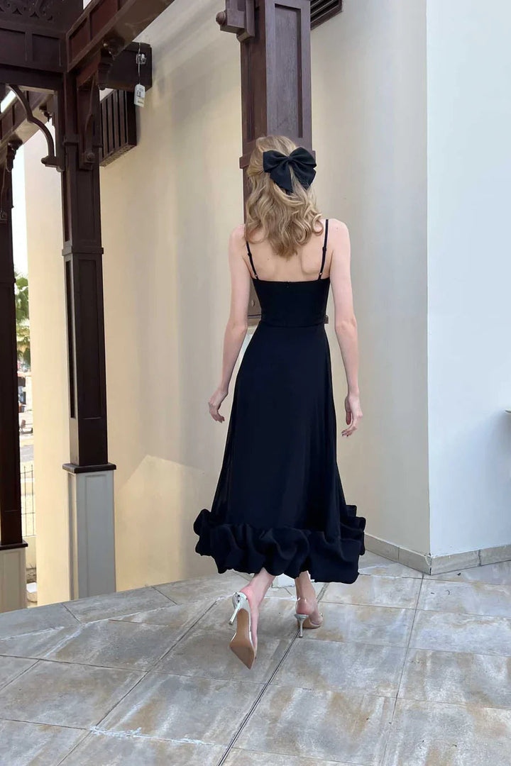 Ariana | Relaxed Ruffled Hem Cocktail Midi Dress