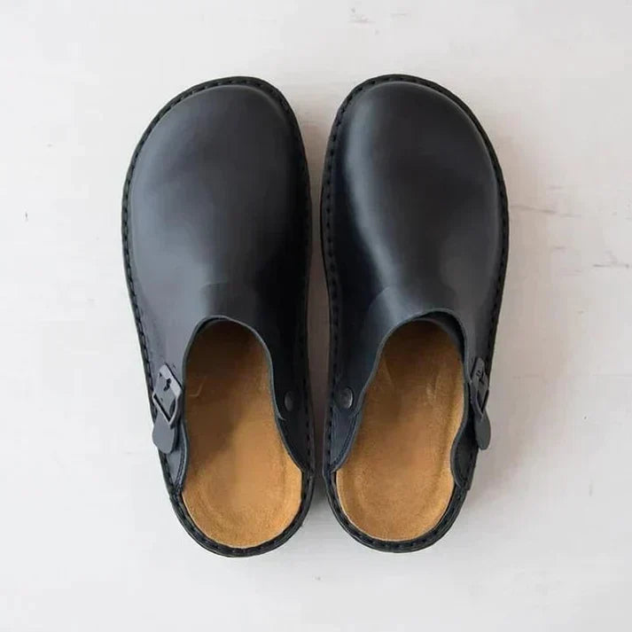 Arlo | Elegant Orthopedic Shoes Buckle Strap Clog Mules