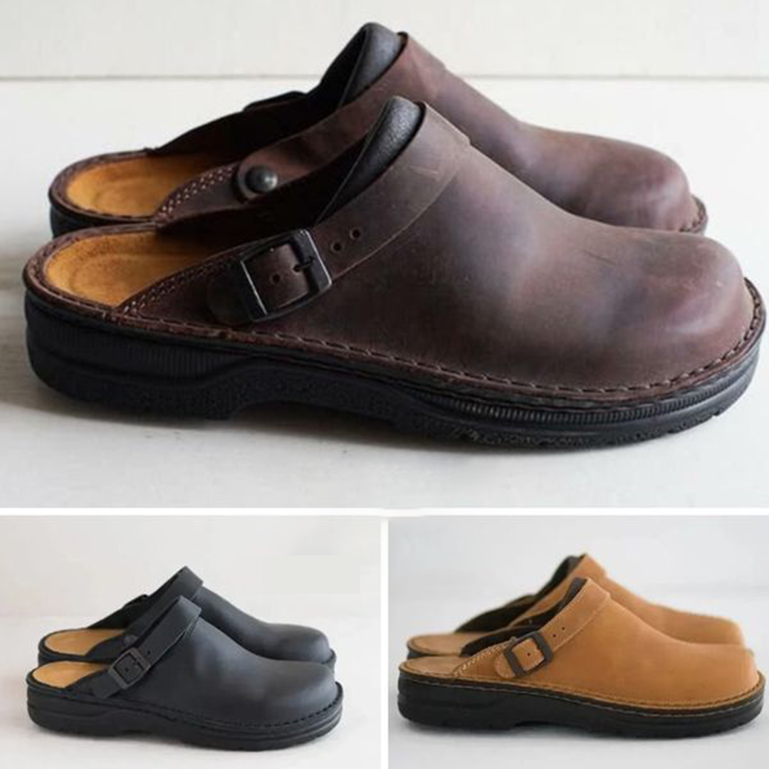 Arlo | Elegant Orthopedic Shoes Buckle Strap Clog Mules