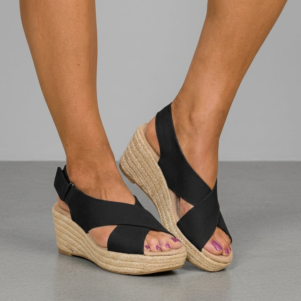Audrey | Cross Strap Slingback Espadrille Wedges
