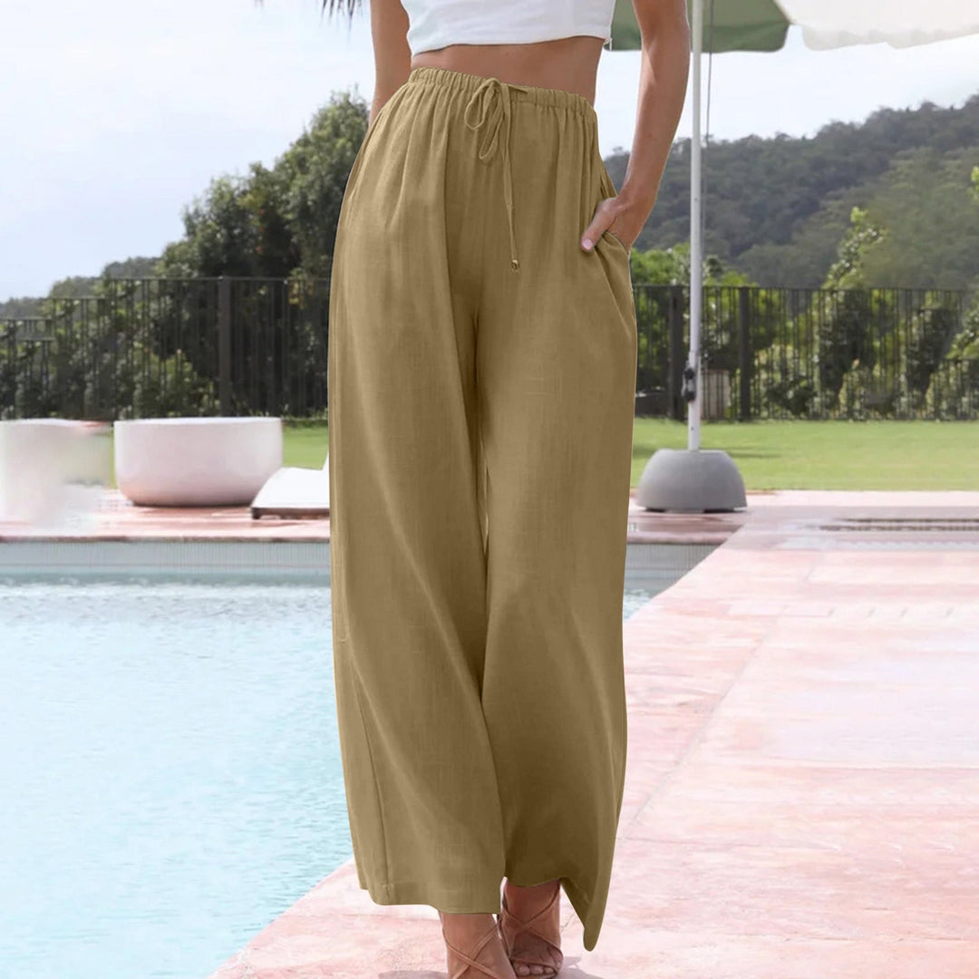 Audrey | Effortless Wide Leg Linen Pants with Drawstring Waist