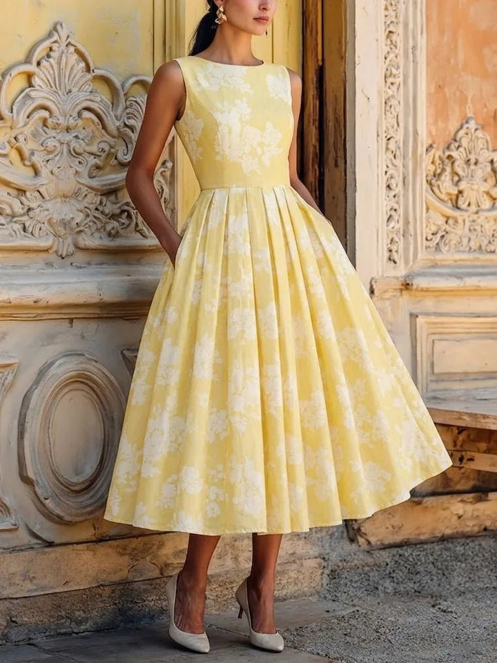 Audrey | Graceful Floral A-Line Midi Summer Dresses