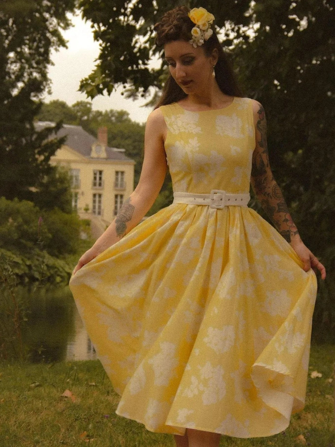 Audrey | Graceful Floral A-Line Midi Summer Dresses