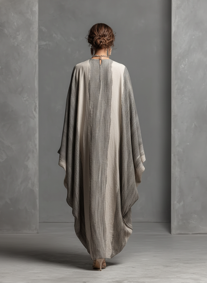Audrey | Polished Striped Kaftan Maxi Linen Dress
