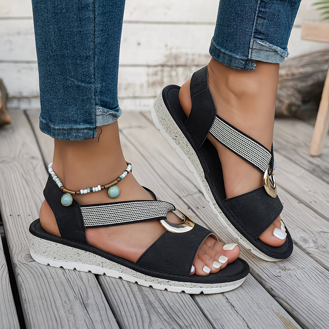 Audrey | Sophisticated Crossover Slingback Platform Sandals