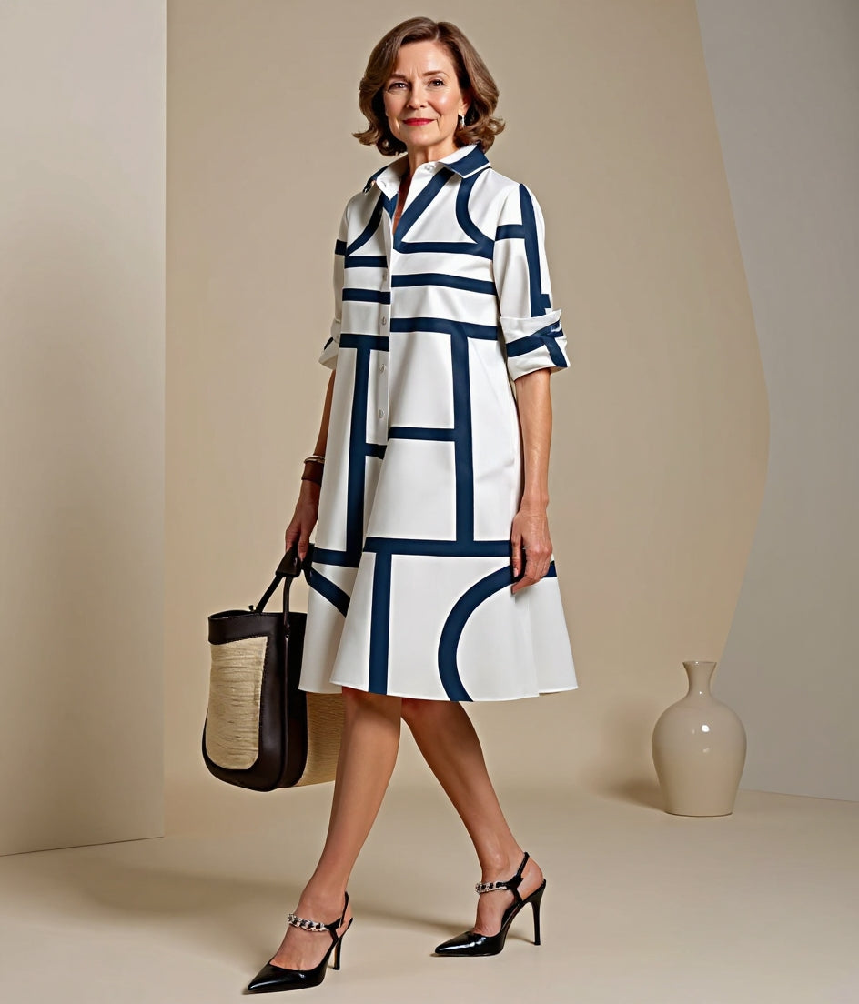 Aurora | Chic Floral Print Shirt Party Dress