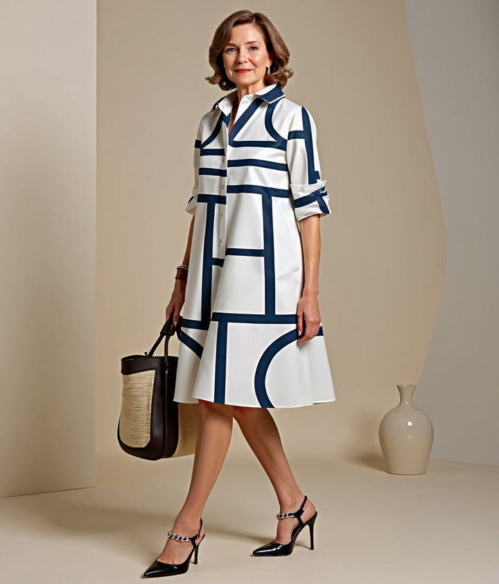 Aurora | Chic Floral Print Shirt Party Dress