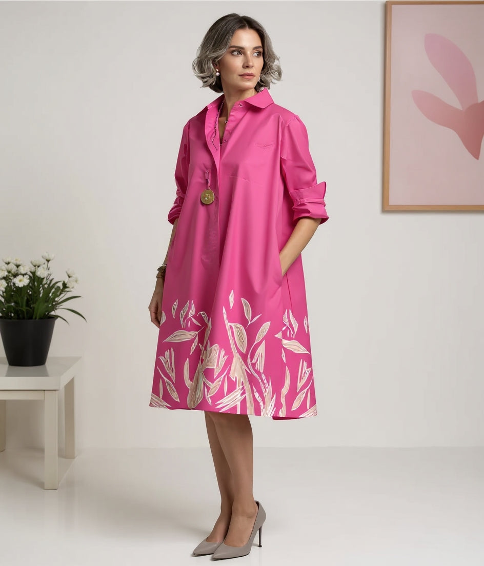 Aurora | Chic Floral Print Shirt Party Dress
