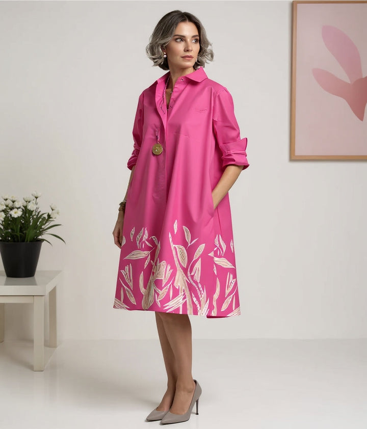 Aurora | Chic Floral Print Shirt Party Dress
