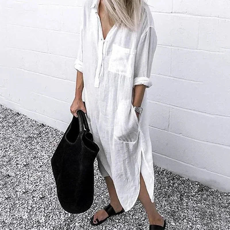 Aurora | Elegant Loose Maxi Linen Dress Women
