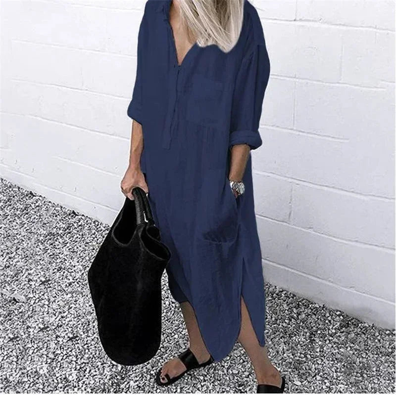 Aurora | Elegant Loose Maxi Linen Dress Women