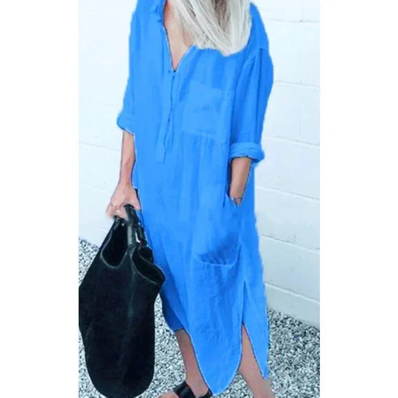 Aurora | Elegant Loose Maxi Linen Dress Women