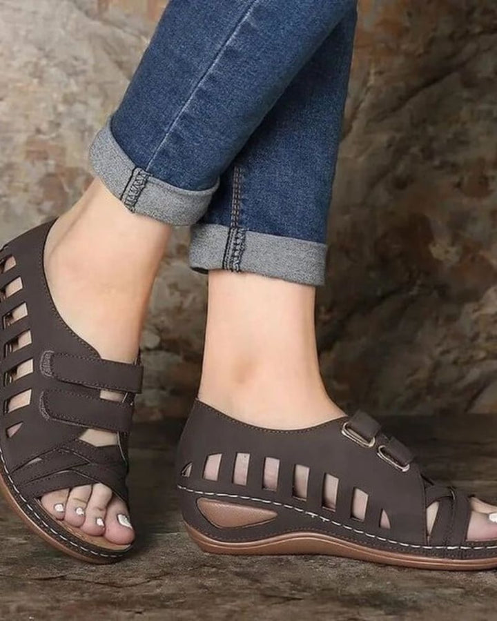 Aurora | Graceful Cutout Platform Sandals with Adjustable Straps