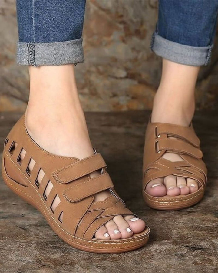 Aurora | Graceful Cutout Platform Sandals with Adjustable Straps