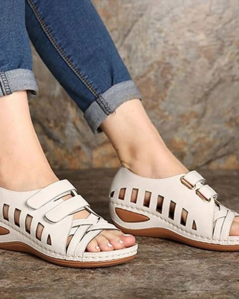 Aurora | Graceful Cutout Platform Sandals with Adjustable Straps