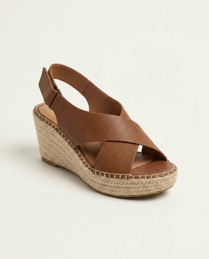 Aurora | Polished Crisscross Espadrille Wedges Sandals