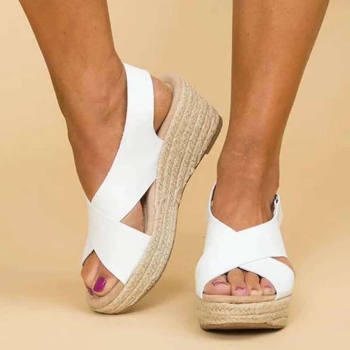 Aurora | Polished Crisscross Espadrille Wedges Sandals