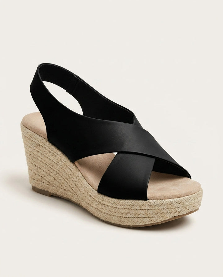Aurora | Polished Crisscross Espadrille Wedges Sandals