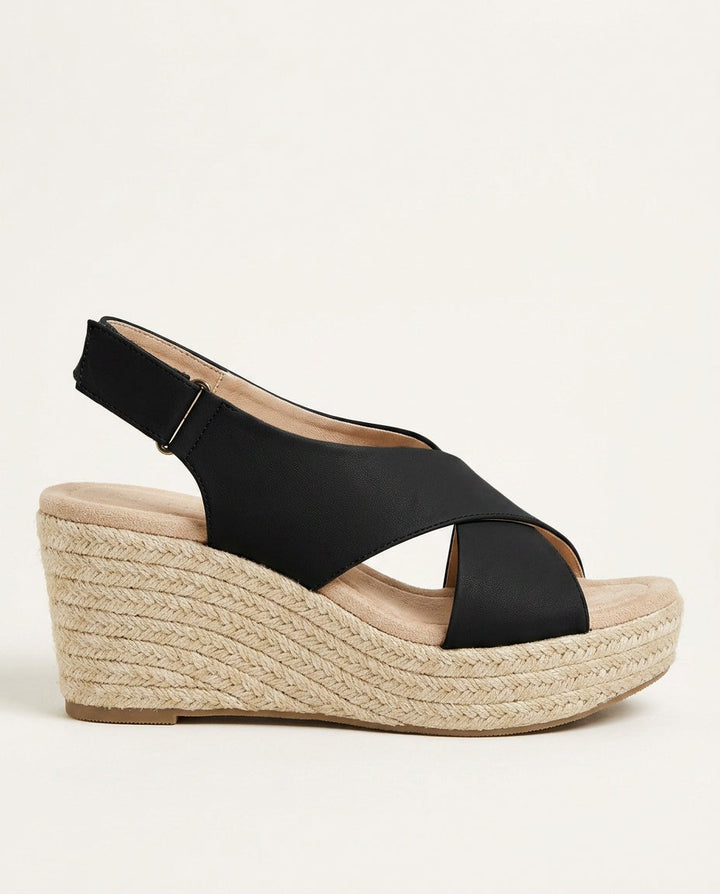 Aurora | Polished Crisscross Espadrille Wedges Sandals