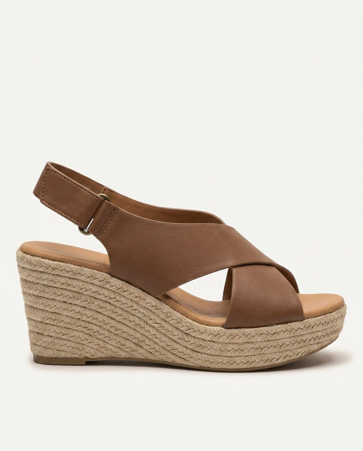 Aurora | Polished Crisscross Espadrille Wedges Sandals