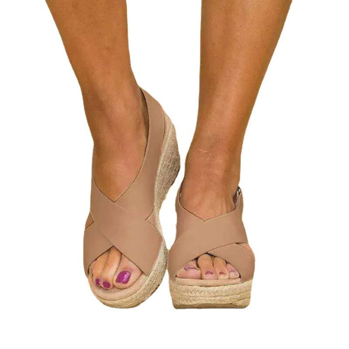 Aurora | Polished Crisscross Espadrille Wedges Sandals