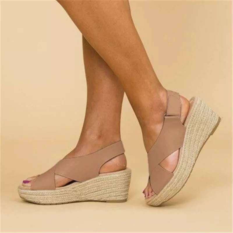 Aurora | Polished Crisscross Espadrille Wedges Sandals