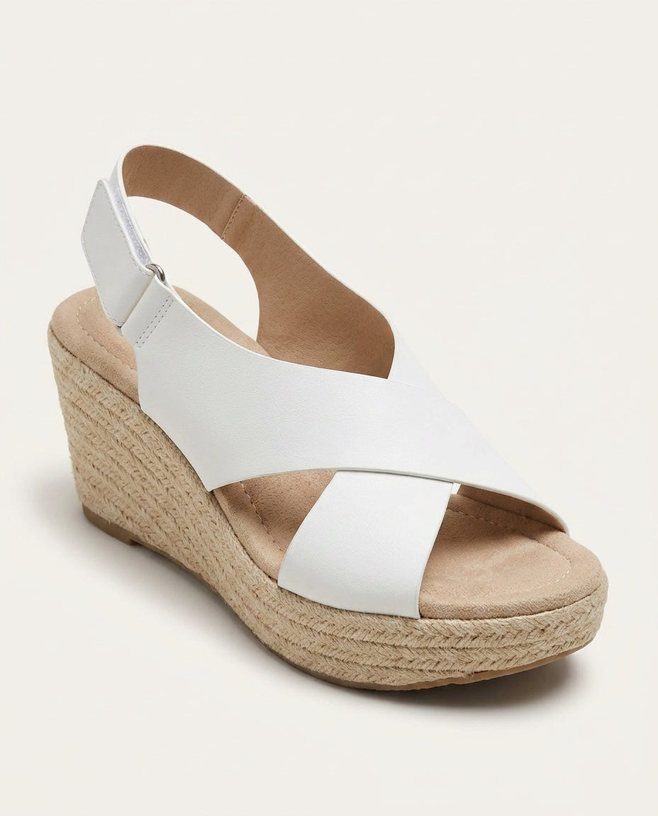 Aurora | Polished Crisscross Espadrille Wedges Sandals