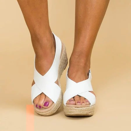 Aurora | Polished Crisscross Espadrille Wedges Sandals