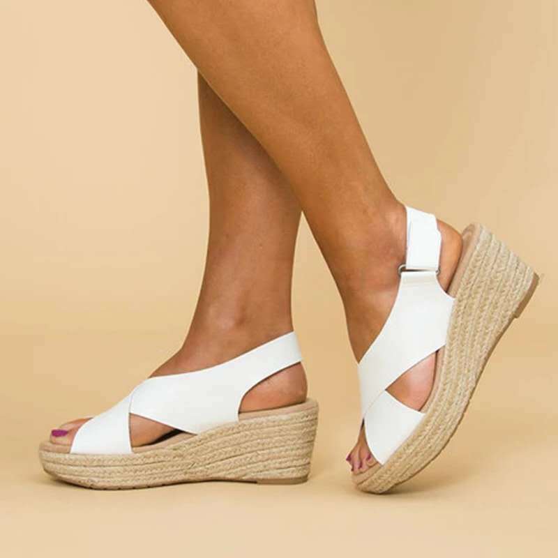 Aurora | Polished Crisscross Espadrille Wedges Sandals