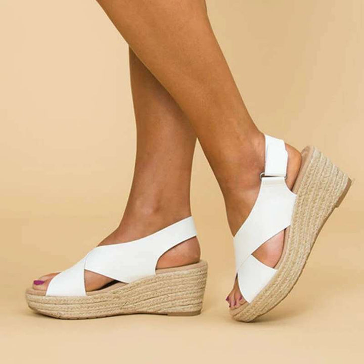 Aurora | Polished Crisscross Espadrille Wedges Sandals