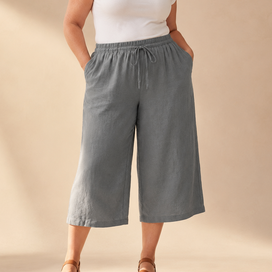Aurora | Relaxed Cropped Wide Leg Linen Pants