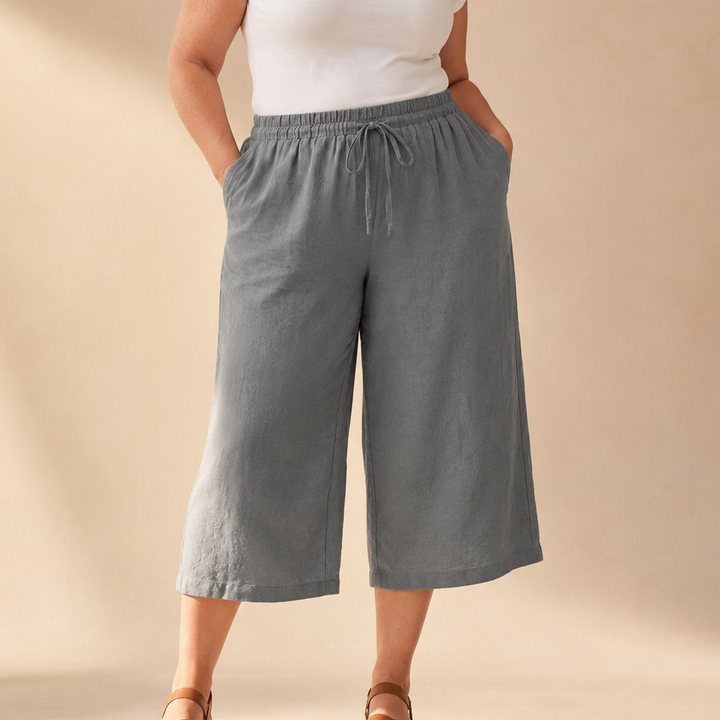 Aurora | Relaxed Cropped Wide Leg Linen Pants