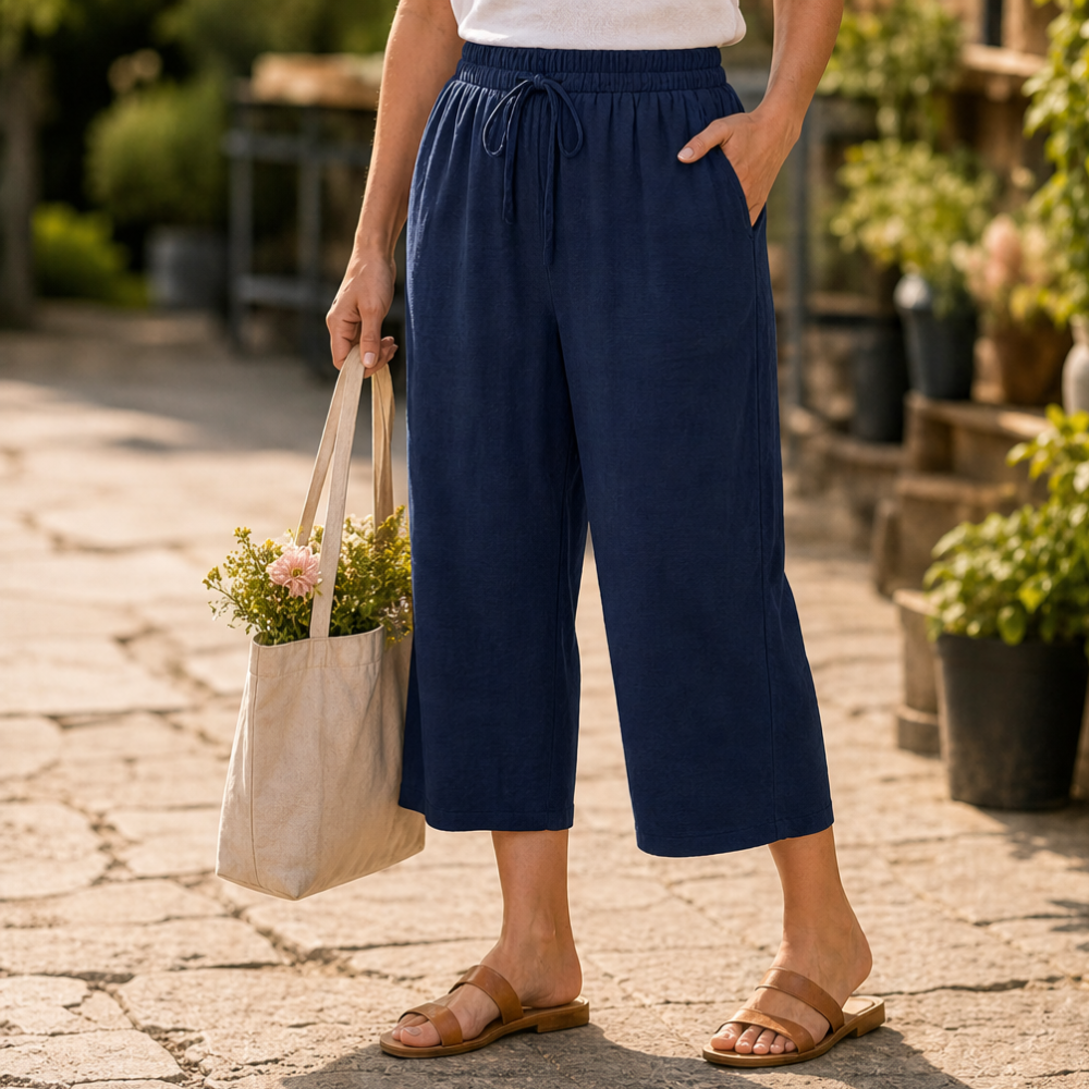 Aurora | Relaxed Cropped Wide Leg Linen Pants