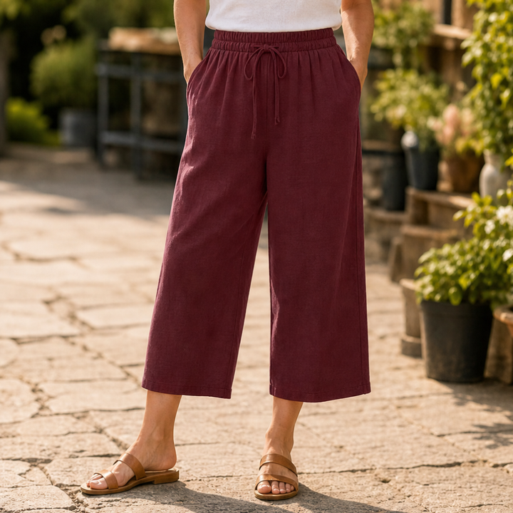 Aurora | Relaxed Cropped Wide Leg Linen Pants
