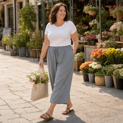 Aurora | Relaxed Cropped Wide Leg Linen Pants