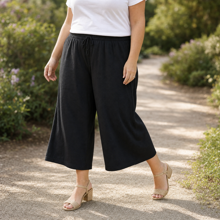 Aurora | Relaxed Cropped Wide Leg Linen Pants