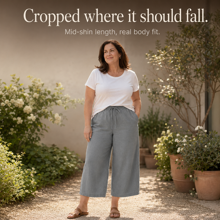 Aurora | Relaxed Cropped Wide Leg Linen Pants