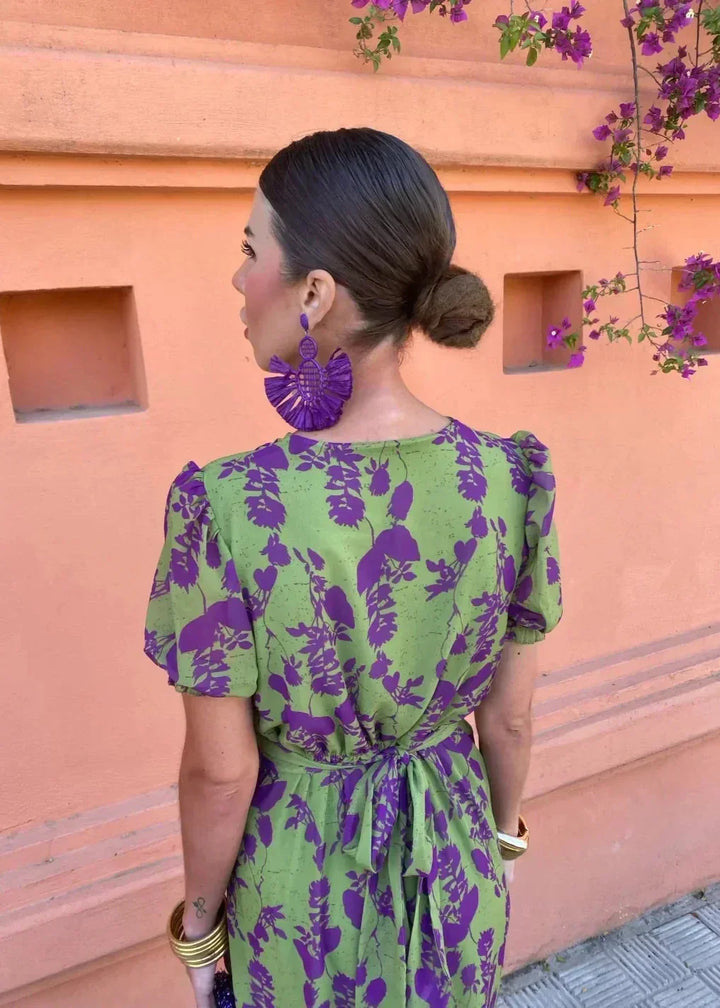 Aurora | Timeless Floral Wrap Puff Sleeve Races Dresses