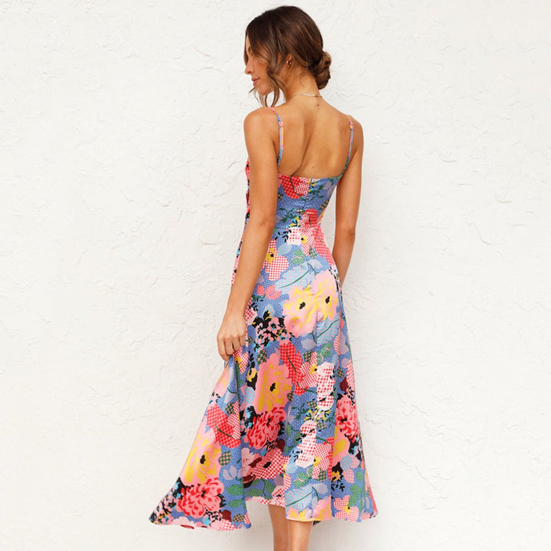 Ava | Chic Floral Tie-Front Races Dresses Maxi