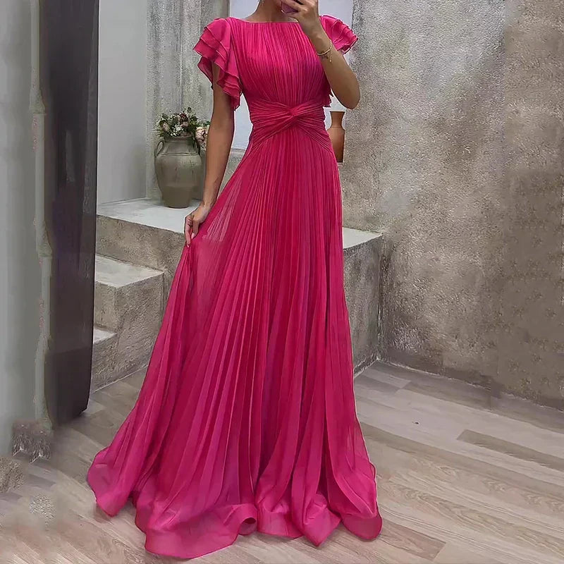 Ava | Cosy Pleated Flutter Sleeve Cocktail Dress
