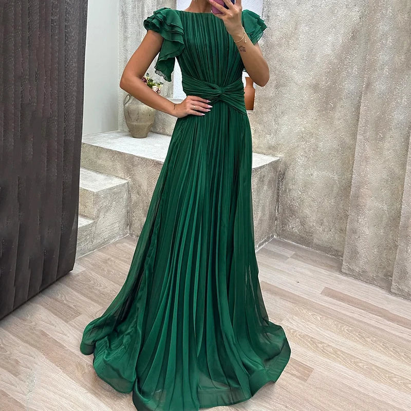 Ava | Cosy Pleated Flutter Sleeve Cocktail Dress