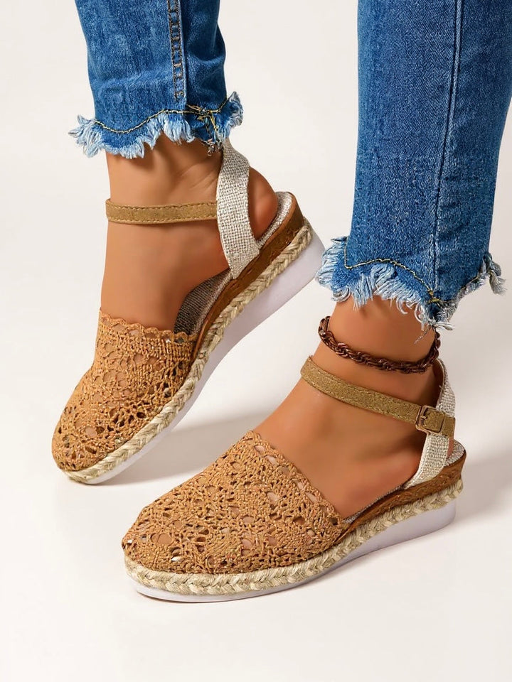 Ava | Graceful Woven Espadrille Wedges with Ankle Strap