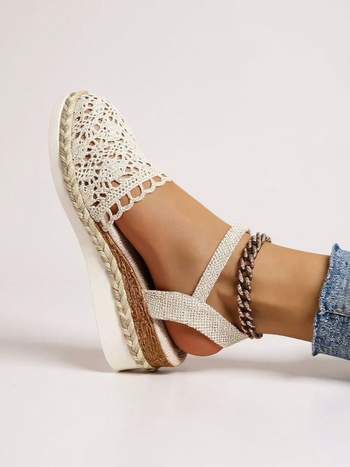 Ava | Graceful Woven Espadrille Wedges with Ankle Strap