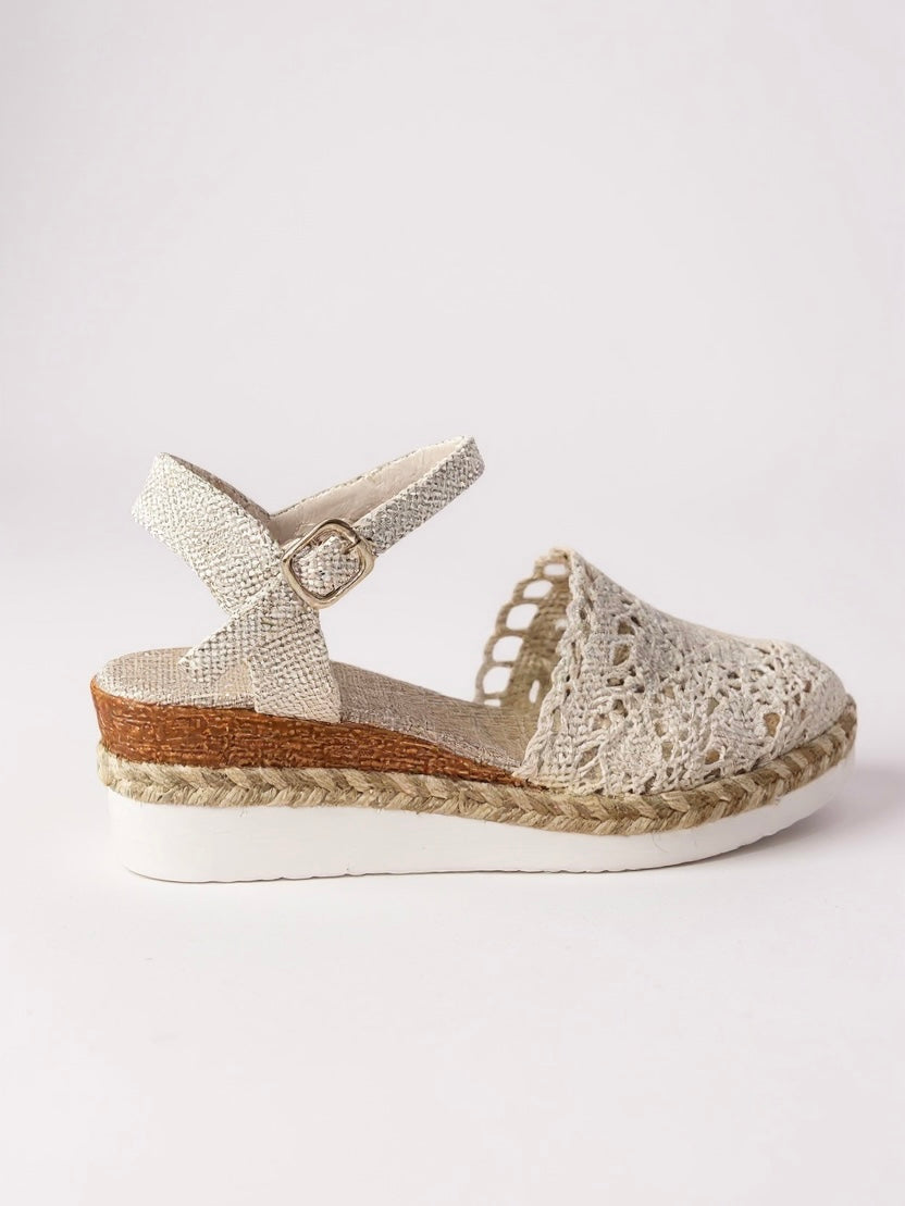 Ava | Graceful Woven Espadrille Wedges with Ankle Strap