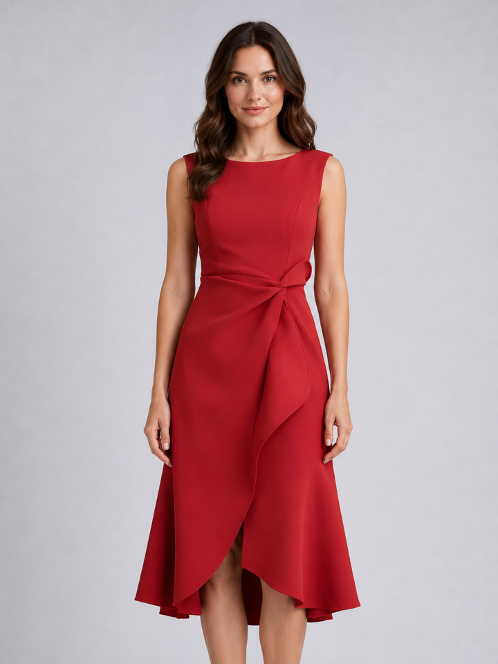 Ava | Refined Pleated Wrap Christmas Dress with Sculpted Waist