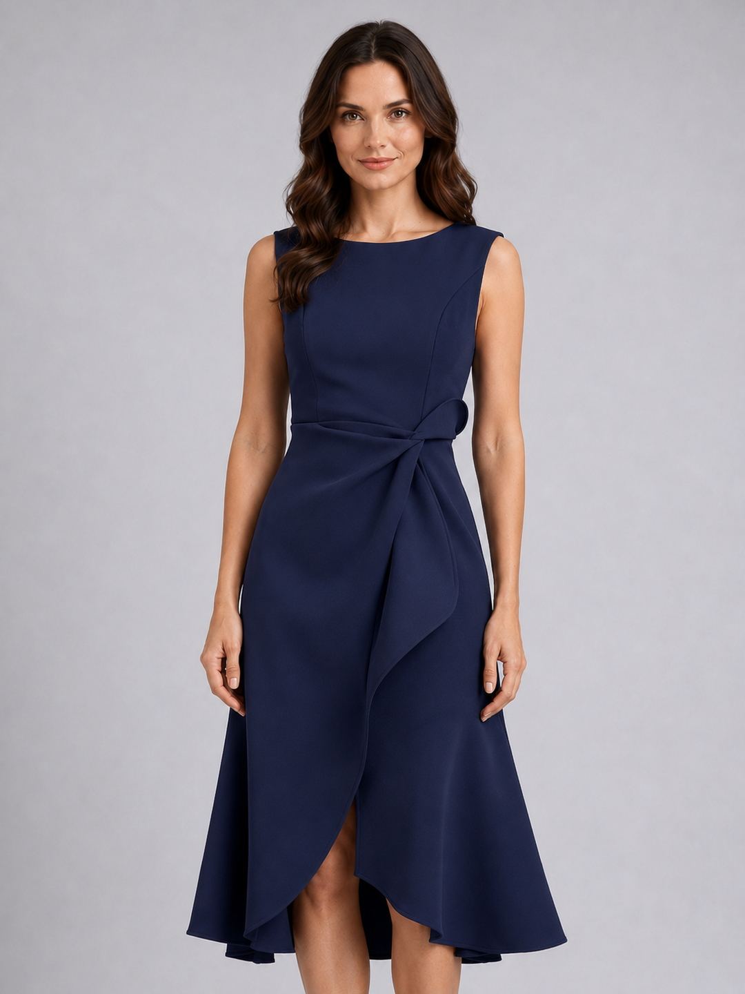Ava | Refined Pleated Wrap Christmas Dress with Sculpted Waist